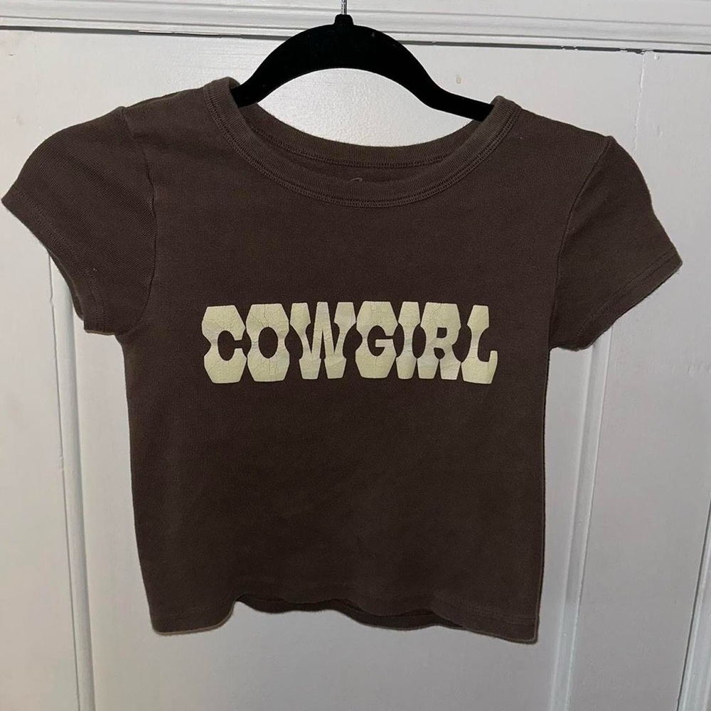 Brandy Melville Brown Cowgirl Baby Tee